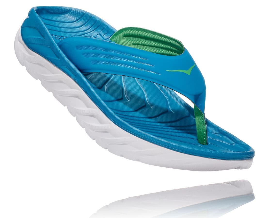 Hoka One One Ora Recovery Flip Férfi Szandál Kék / Zöld [ZGEDW-8150]